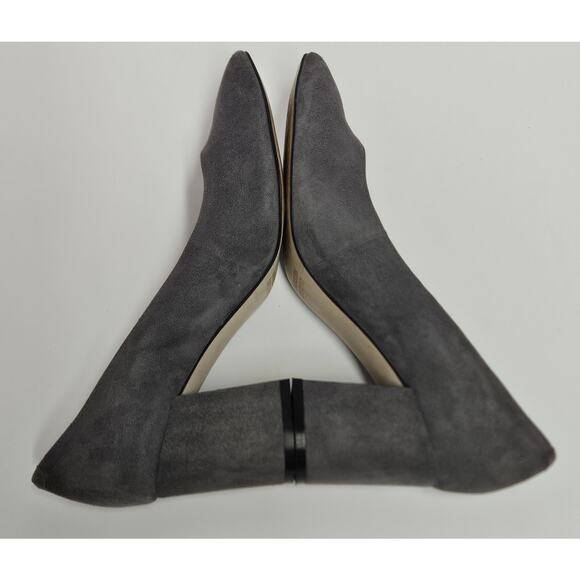 Gray Suede Johnston & Murphy Wrapped Block‎ Heel Pointy Toe Pumps Size 8M - Picture 4 of 9